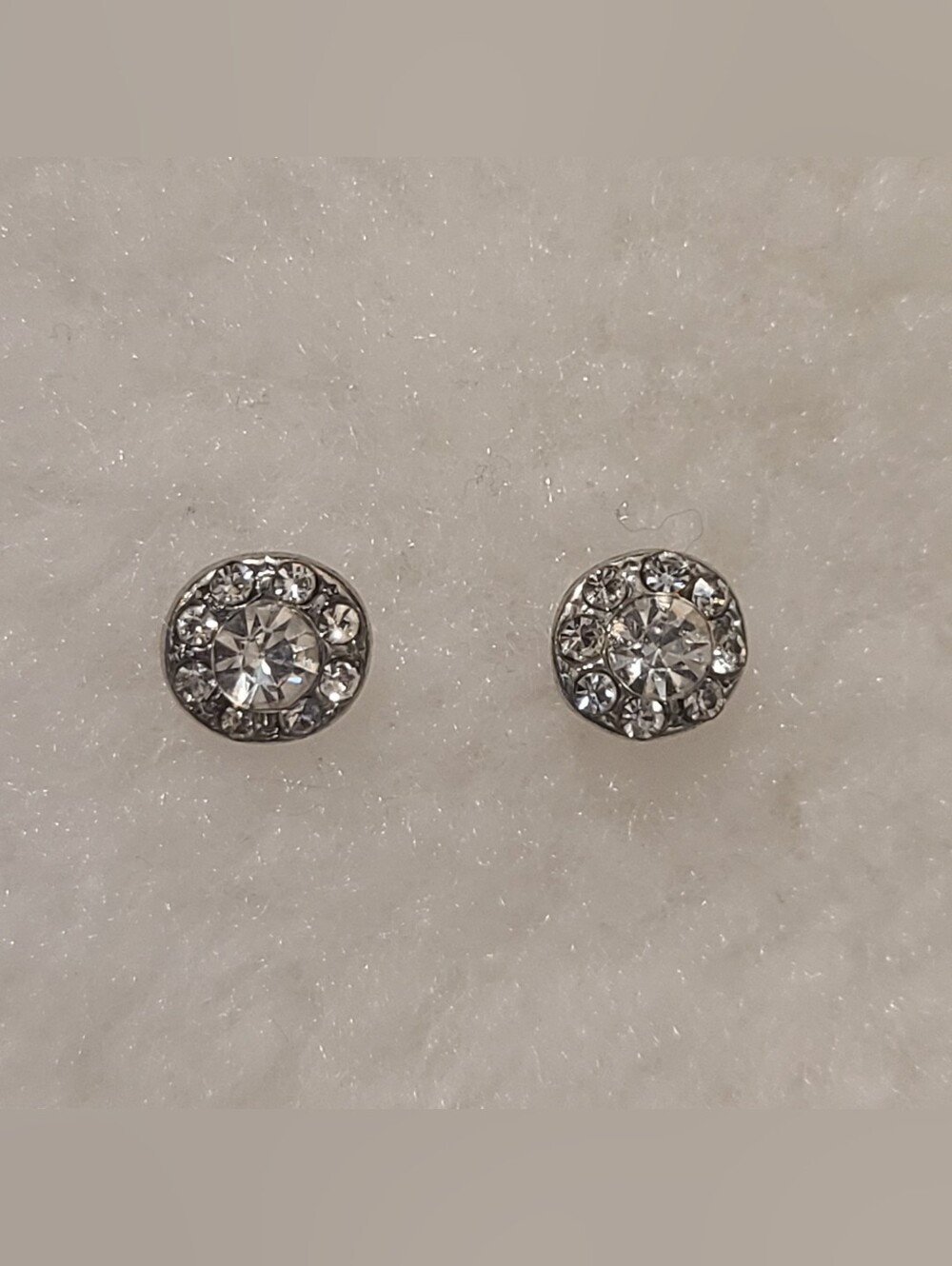 Silver Colored Rhinestone Earrings Straight Posts